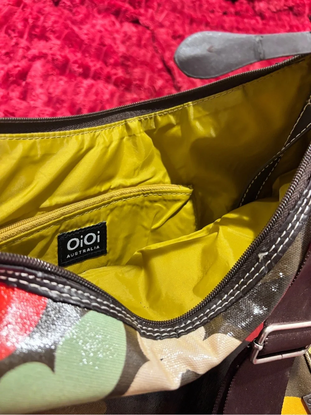OiOi Australia Butterfly Print Diaper Bag 19x13 Multi Pockets In & Out Lined